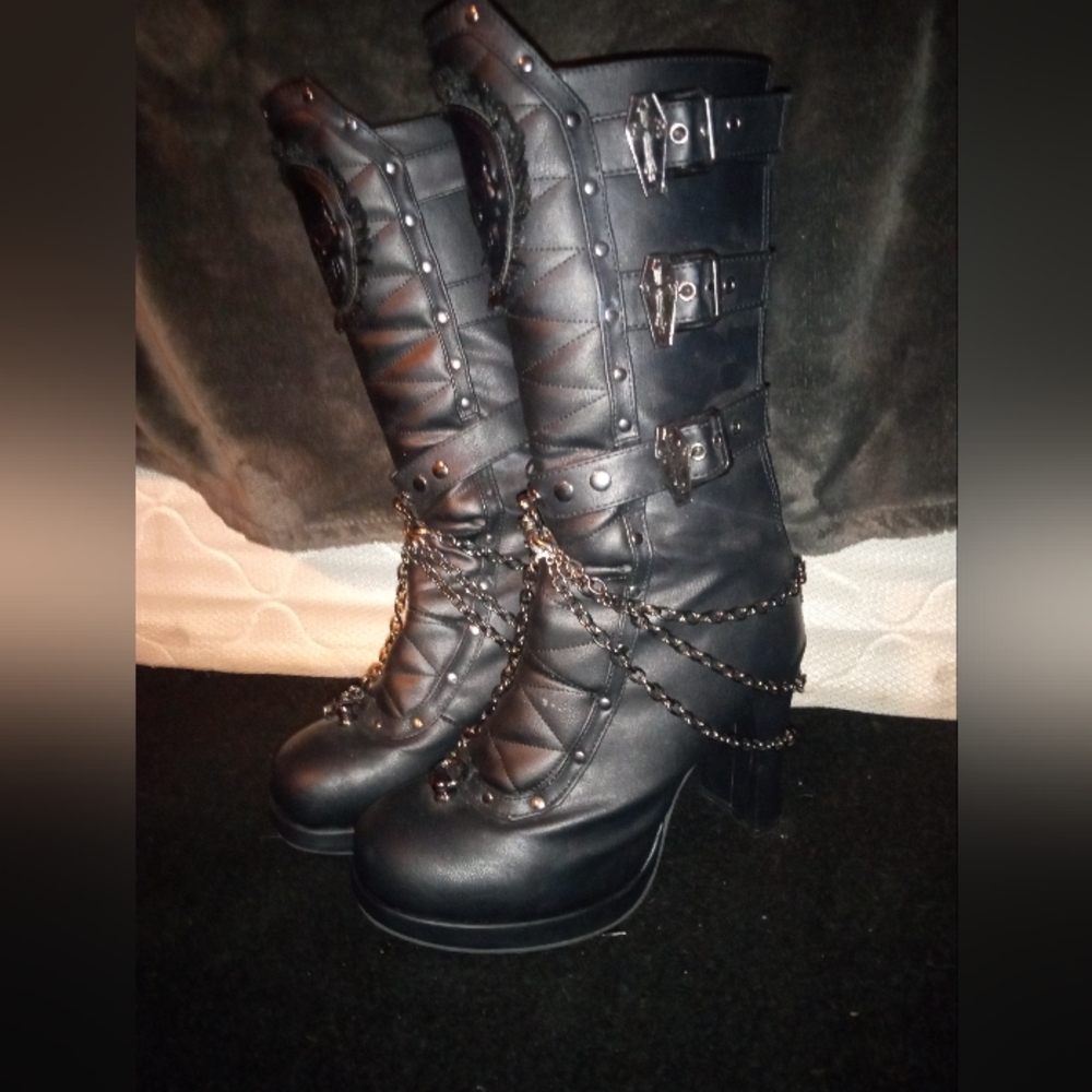 Demonia Crypto-67 Boots Black Vegan Leather